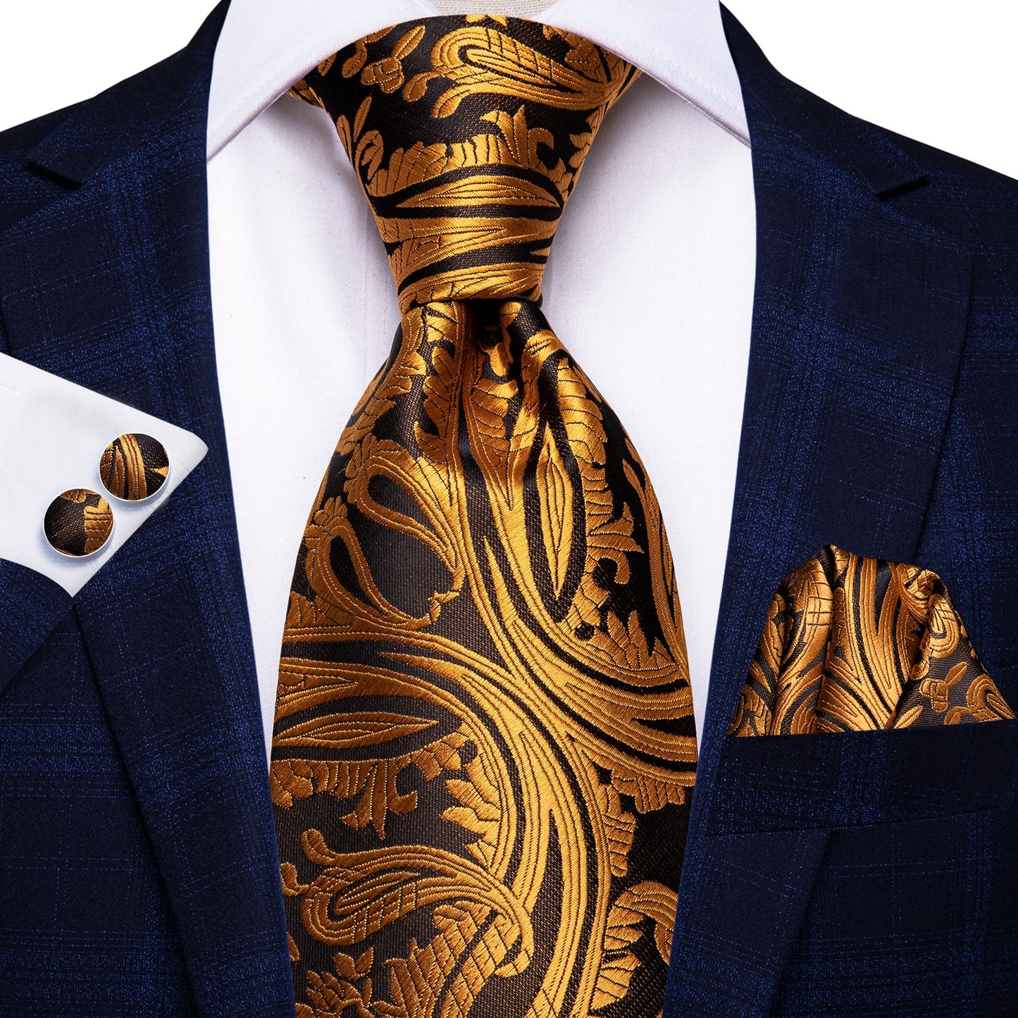 3 Piece 8.5cm Business Solid Paisley 100% Silk Men's Tie Neck Strip Ties for Men Formal Luxury Wedding Neckties Cufflinks Pocket Square The Clothing Company Sydney