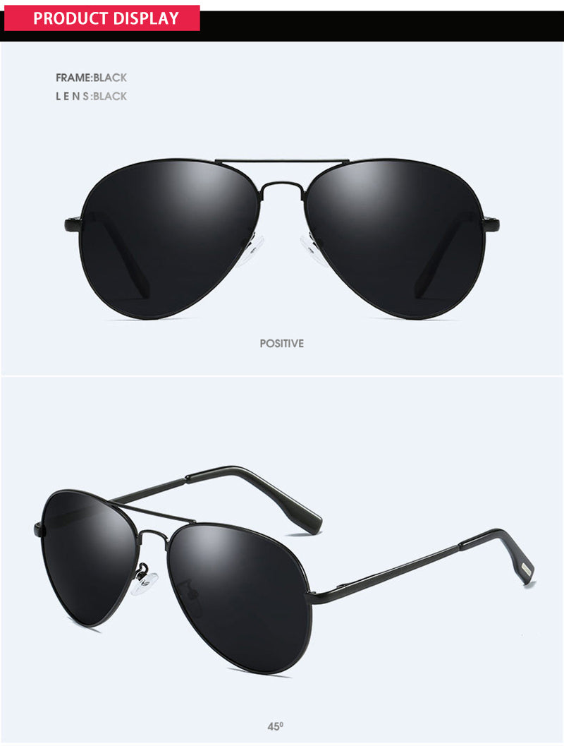 Classic Pilot Polarized Sunglasses Men Fashion Metal Sun Glasses Women Black Driving Eyeglasses Goggle UV400 The Clothing Company Sydney