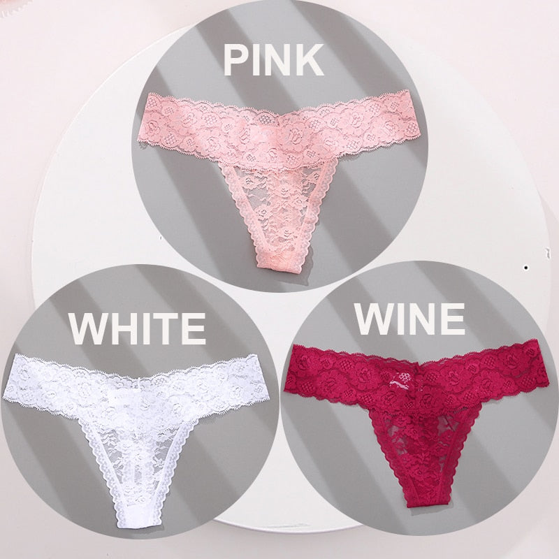 3 pack G-string Thong Panties Lace Floral Underwear Transparent Underpants Lingerie Briefs The Clothing Company Sydney