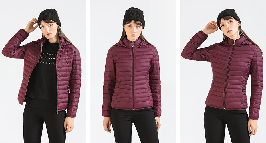 Winter Women Thin Padded Puffer Jacket Coat Short Parka Outdoor Warm Clothing Portable Ultralight Outerwear The Clothing Company Sydney