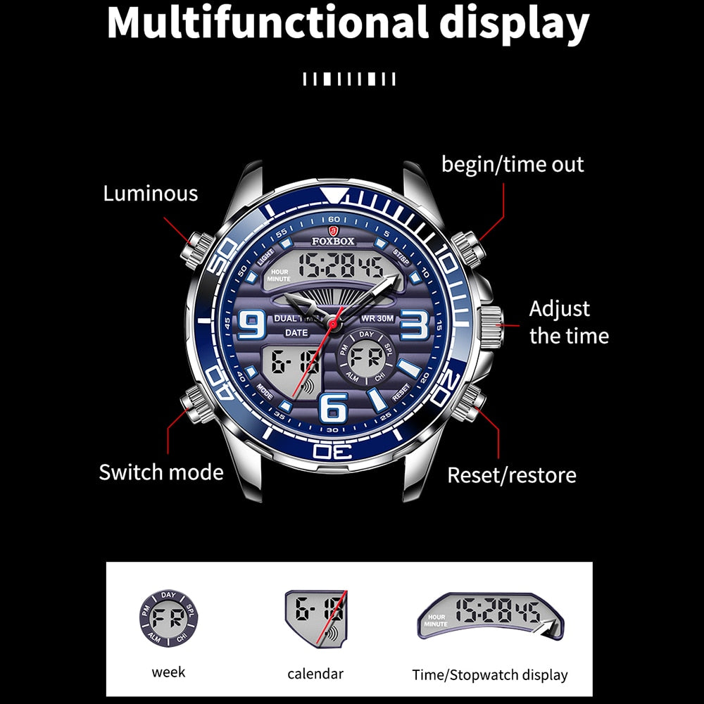 Lige Brand Foxbox Digital Mens Watches Sport Quartz Wristwatch All Steel Military Waterproof Watch The Clothing Company Sydney