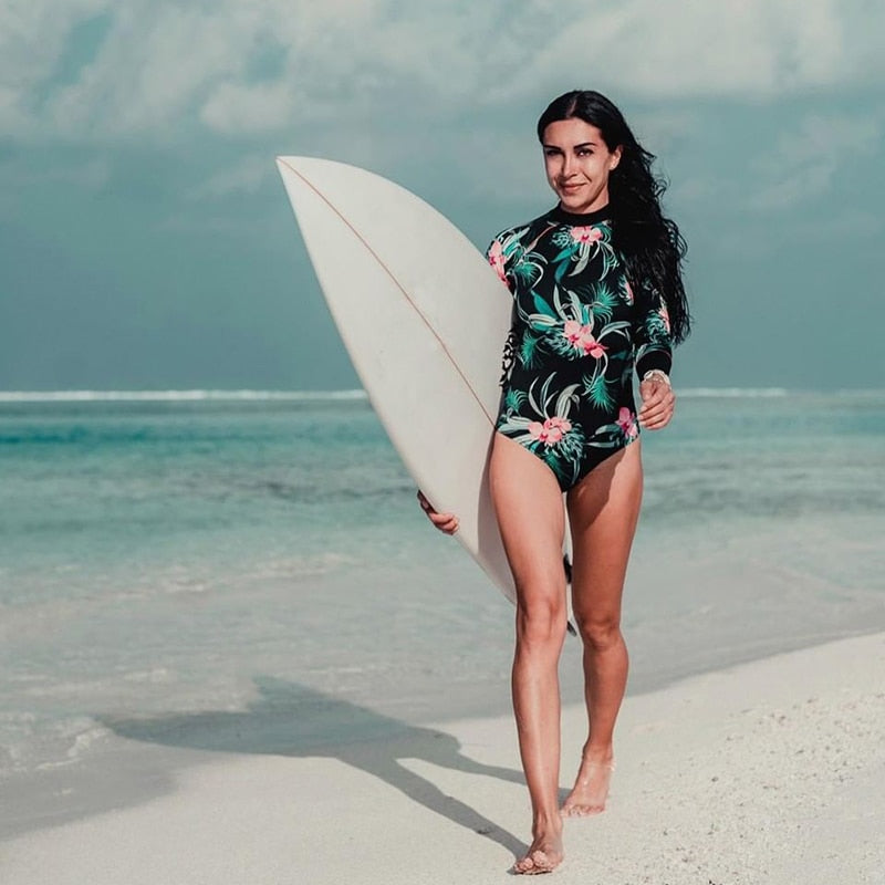Print One Piece Swimsuit Long Sleeve Swimwear Women Bathing Suit Retro Swimsuit Vintage One-piece Surfing Swim Suits The Clothing Company Sydney