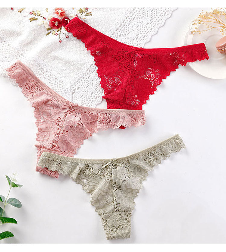 Lace Embroidery Underwear Lingerie T-back Thong Sheer Panties Hollow out Transparent Knickers The Clothing Company Sydney