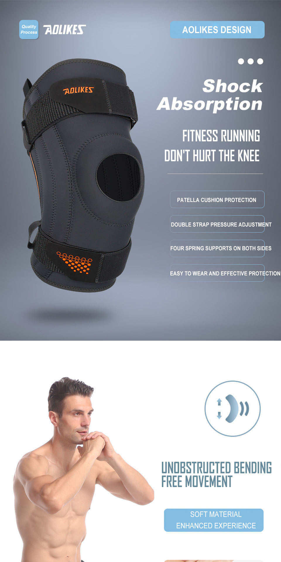 Spring Support Running Knee Pads Basketball Hiking Compression Shock Absorption Breathable Meniscus Knee Protector The Clothing Company Sydney