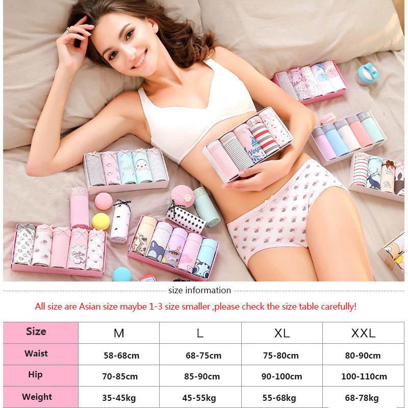 7Pcs/5Pcs Women Panties Comfort Cotton Mix Breathable Underwear Seamless Ladies Low Waist Lingeries Cute Girls Briefs The Clothing Company Sydney