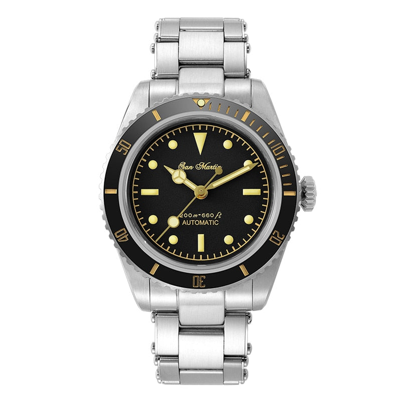 San Martin Men's 38mm Diver 6200 Retro Water Ghost Luxury Sapphire NH35 Automatic Mechanical Vintage 20Bar Luminous Watch Clothing Company Sydney