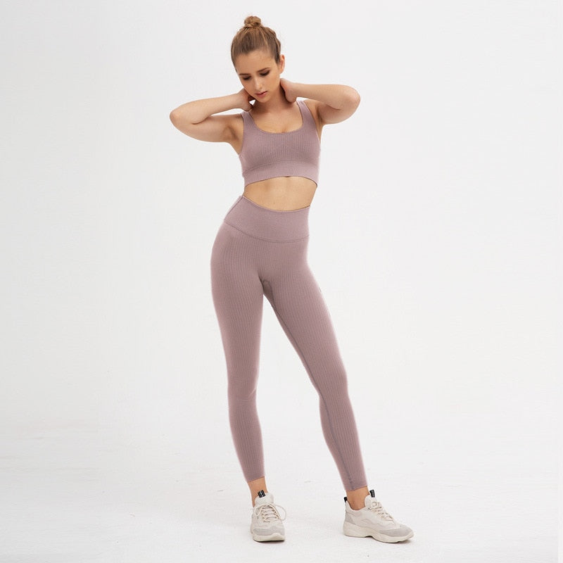 2 Pieces Seamless Fitness Yoga Suit Gym Push Up Clothes Workout Sport Set Padded Sports Bra High Waist Legging Sportswear The Clothing Company Sydney