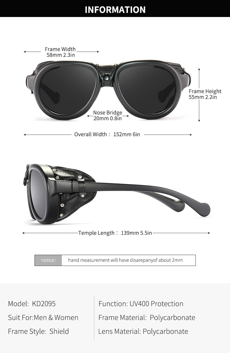 Luxury Steampunk Pilot Sunglasses Men and Women Shield Glasses UV400 Protection The Clothing Company Sydney