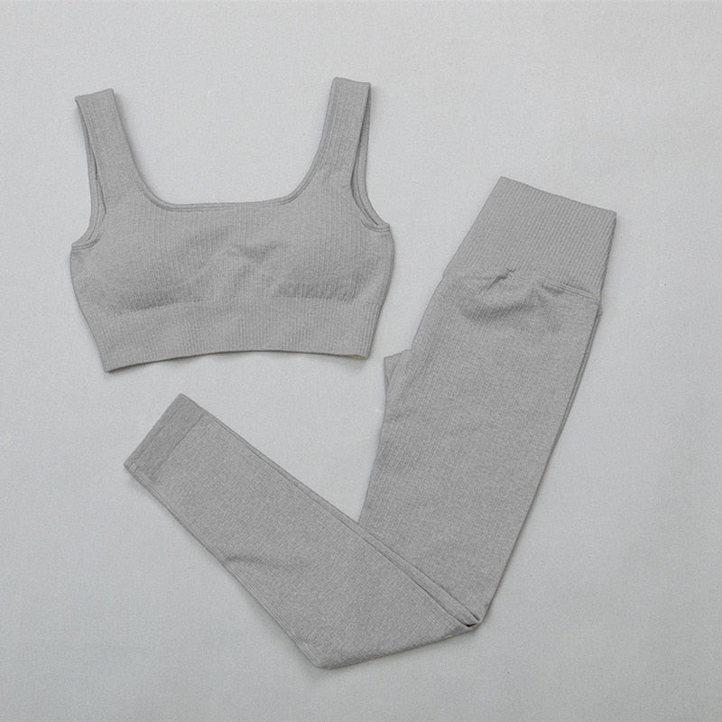 2 Piece High Waist Sports Legging Gym Women's sportswear Seamless Fitness Yoga Suit High Stretchy Workout Padded Sports Bra Leggings Set The Clothing Company Sydney