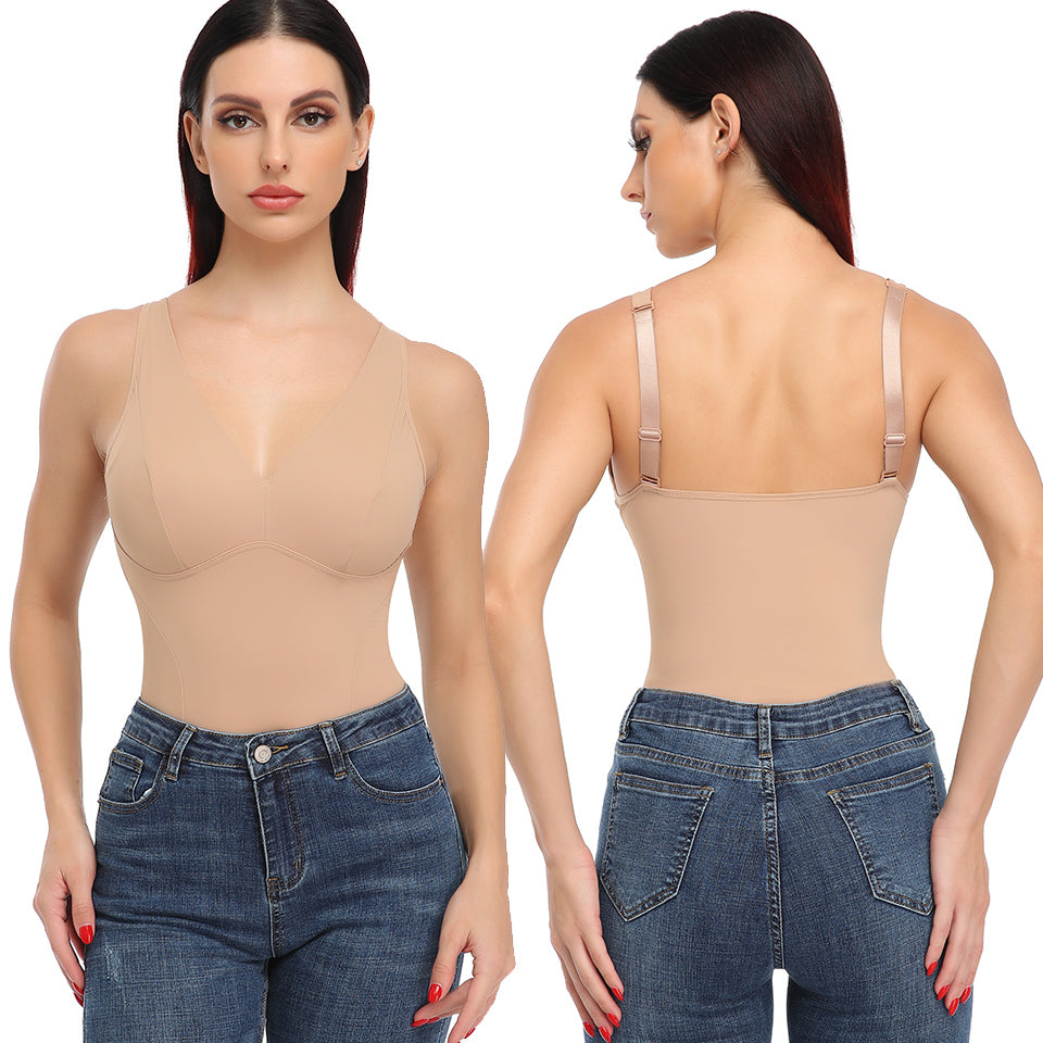 Shapewear Bodysuit Thong Shaper for Women Waist Trainer Body Shaper Deep V Neck Underwear Built-in Bra Camisole The Clothing Company Sydney