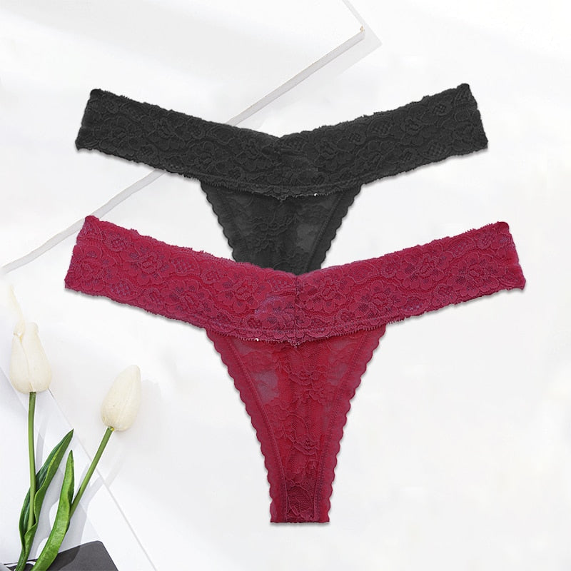 2 Pack Lace G-string Thong Panties Floral Underwear Transparent Underpants Lingerie Briefs The Clothing Company Sydney