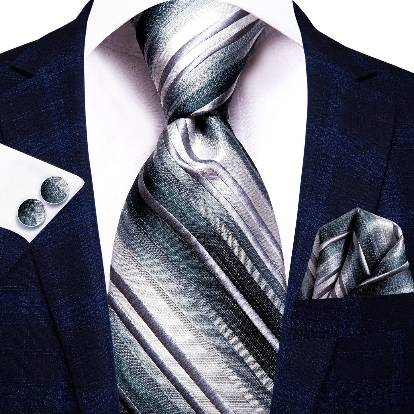 3 Piece 8.5cm Business Solid Paisley 100% Silk Men's Tie Neck Strip Ties for Men Formal Luxury Wedding Neckties Cufflinks Pocket Square The Clothing Company Sydney