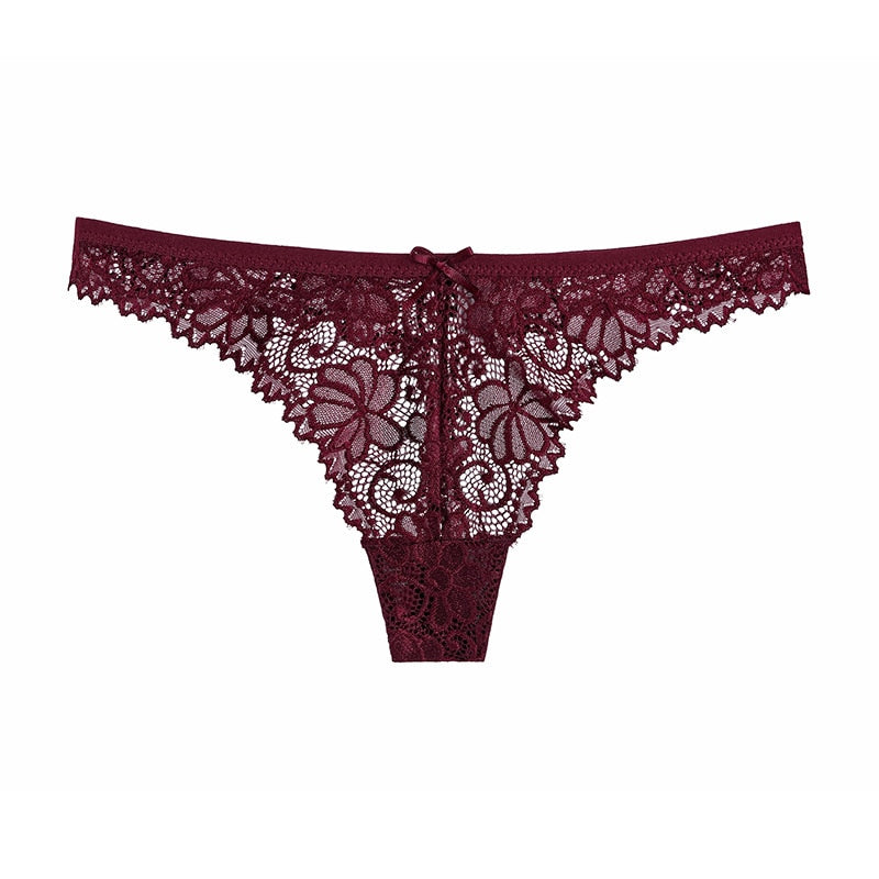 Lace Embroidery Underwear Lingerie T-back Thong Sheer Panties Hollow out Transparent Knickers The Clothing Company Sydney