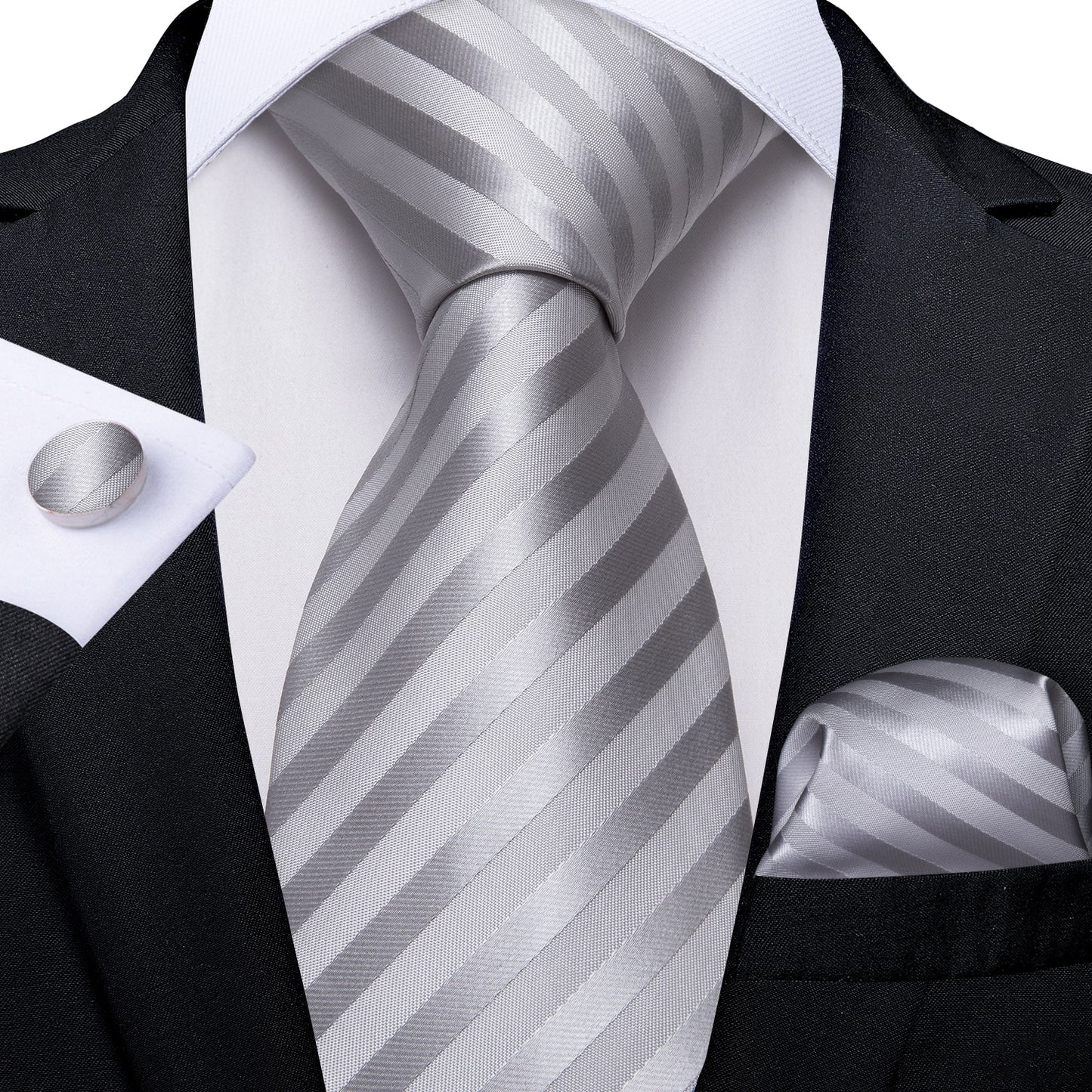 3 Piece Designer Men's Wedding Tie Gold Black Striped Silk Neck Ties For Men Hanky Cufflinks Set Business Party Wear The Clothing Company Sydney