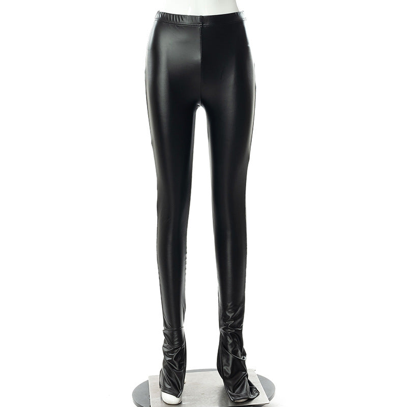 Ladies PU Leather Cut Out Pencil Pants Skinny Trousers Streetwear Bottom Punk Pants Split Fashion Party Pants The Clothing Company Sydney