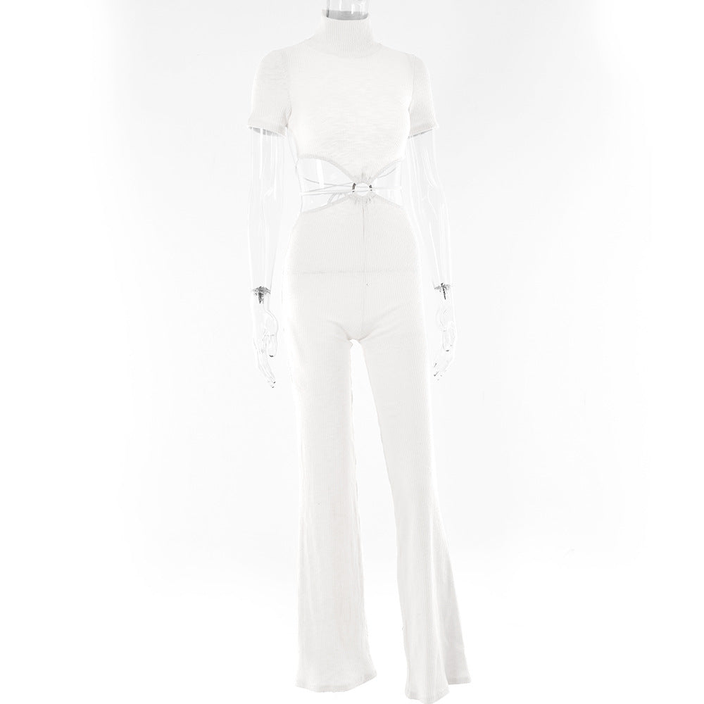 Cotton Backless Cutout Bandage Jumpsuits Flare Pants Rompers Club Party One Piece Outfits Overalls The Clothing Company Sydney