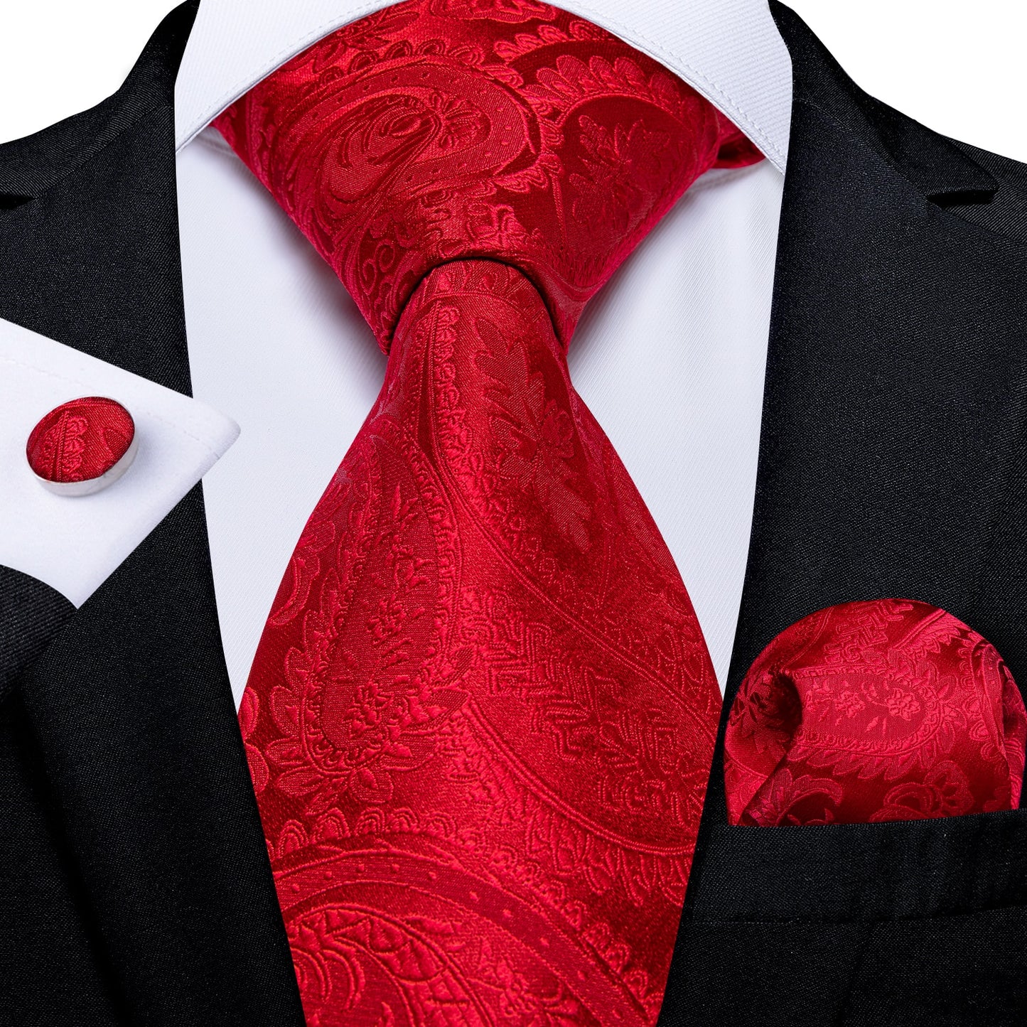 Designer Wedding Men's Tie Red Solid Striped Paisley Neckties For Men Business Hanky Cufflinks Tie Set The Clothing Company Sydney