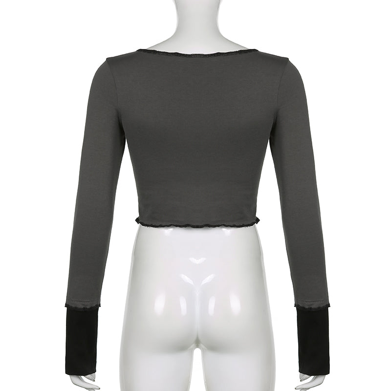 Grunge Retro Fashion Heart Printed Autumn T-shirts for Women Crop Top Dark Academia Gothic Clothes Aesthetic T shirt The Clothing Company Sydney