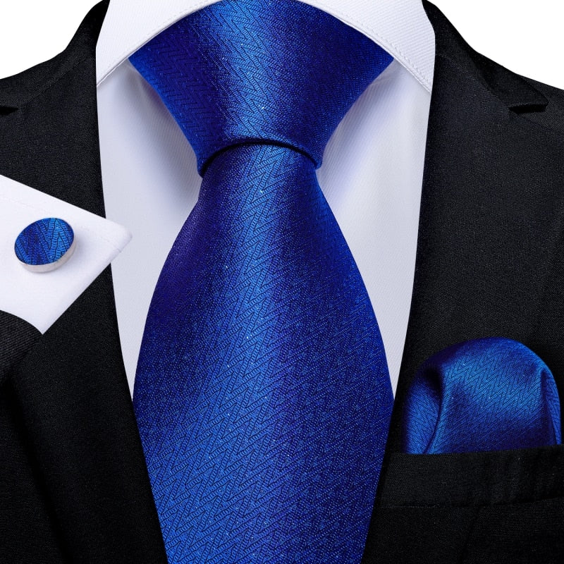Classic 100% Silk Men's Ties 8cm Blue Plaid Dot Striped Business Necktie Handkerchief Wedding Party Tie Set The Clothing Company Sydney