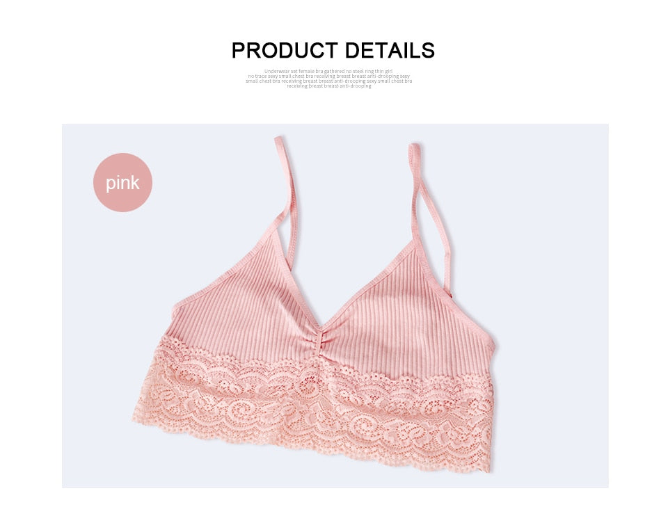 Homewear Seamless Ribbed Thin Bra  Wire Free Ladies Lace Bralette Backless Cotton underwear Lace Lingerie The Clothing Company Sydney
