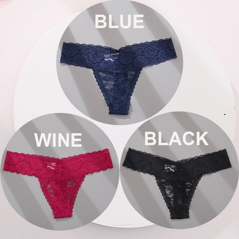 3 pack G-string Thong Panties Lace Floral Underwear Transparent Underpants Lingerie Briefs The Clothing Company Sydney