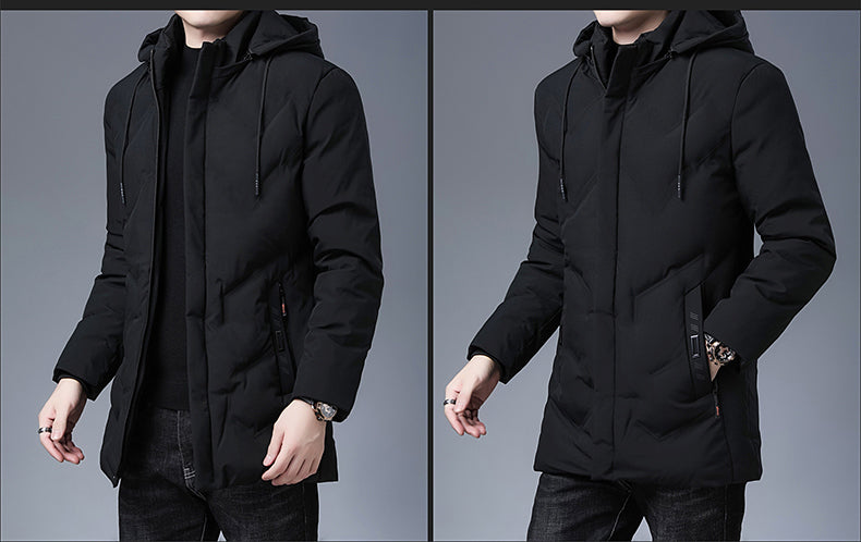 Brand Hooded Casual Fashion Long Thicken Outwear Parkas Jacket Men Winter Windbreaker Coats Men Clothing The Clothing Company Sydney