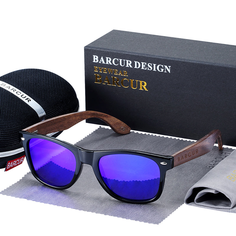 Designer Black Walnut Wood Polarized Sunglasses Men Glasses UV400 Protection Eyewear The Clothing Company Sydney