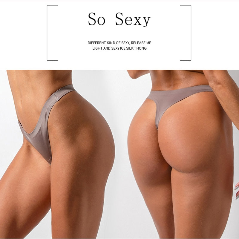 15 Colors Low-Rise Panties Ice Silk Thong  Seamless G String Fashion simple Underwear Women Back Lace Thongs Lingerie The Clothing Company Sydney