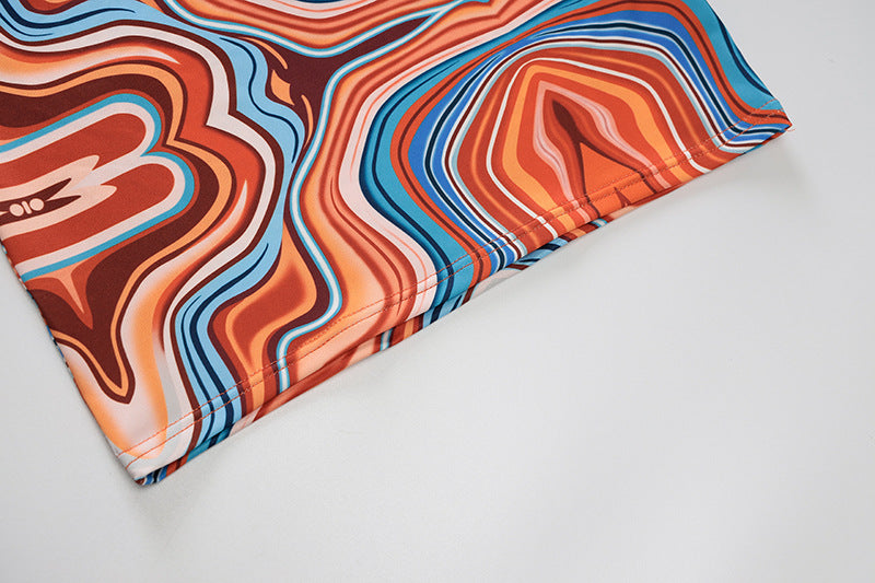 2 Piece Print Halter Cut Out Crop Top Dress Sets Fashion Outfit Summer Top and Skirts Matching Set Club Party Dress The Clothing Company Sydney