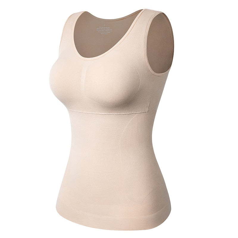 Tank Top Shapewear with Built in Bra Shelf Bra Casual Wide Strap Basic Camisole Sleeveless Top Shaper with Removable Bra The Clothing Company Sydney
