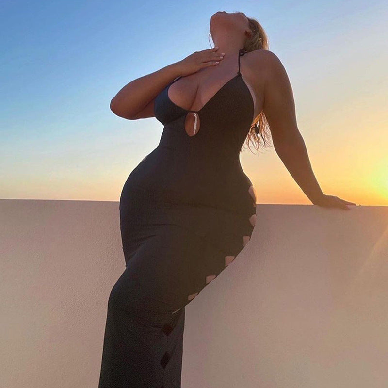 Cryptographic Cut Out Backless Halter Maxi Dress Bodycon Fashion Outfits Long Dresses Elegant Club Party Dress The Clothing Company Sydney