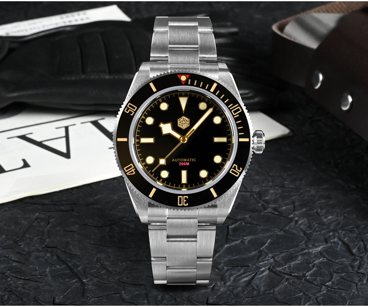 San Martin Luxury Men's Ladies Unisex 40mm Diver BB58 Vintage Automatic Business Wristwatche End Links Sapphire 20 Bar Watch The Clothing Company Sydney