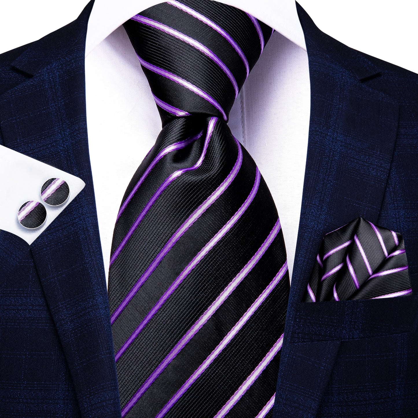 3 Piece 8.5cm Business Solid Paisley 100% Silk Men's Tie Neck Strip Ties for Men Formal Luxury Wedding Neckties Cufflinks Pocket Square The Clothing Company Sydney
