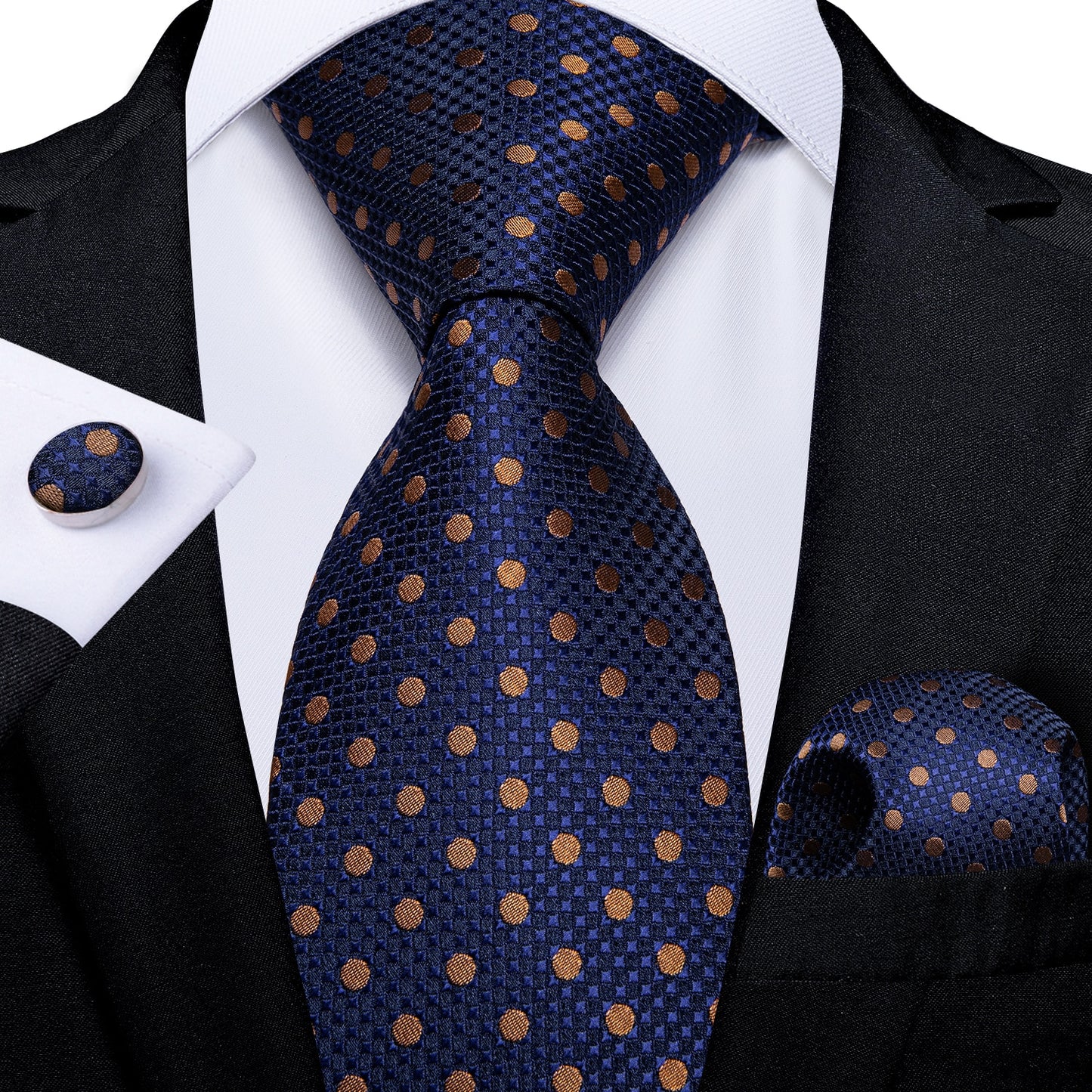 3 Piece Classic 100% Silk Men's Ties 8cm Blue Plaid Dot Striped Business Necktie Handkerchief Wedding Party Tie Set The Clothing Company Sydney