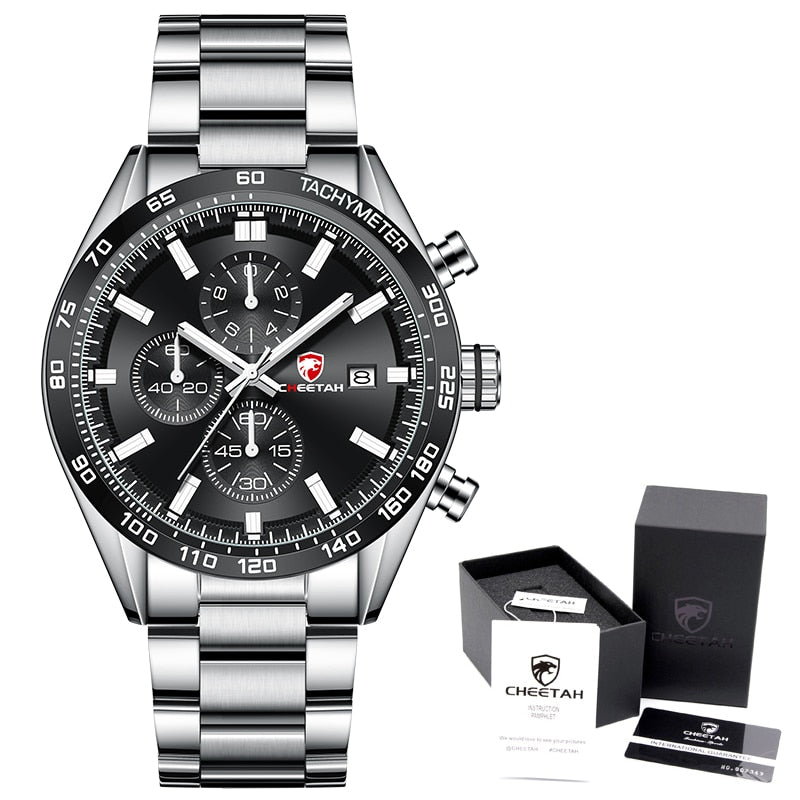 CHEETAH Men's Top Luxury Brand Stainless Steel Business Quartz Watches Chronograph Casual Sport Wrist Watches for Men The Clothing Company Sydney