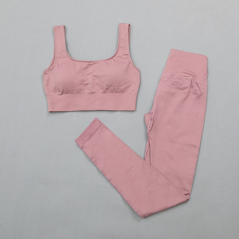 2 Piece High Waist Sports Legging Gym Women's sportswear Seamless Fitness Yoga Suit High Stretchy Workout Padded Sports Bra Leggings Set The Clothing Company Sydney