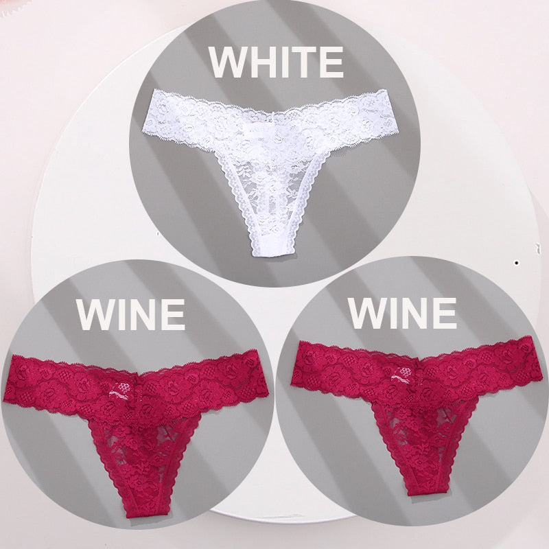 3 pack G-string Thong Panties Lace Floral Underwear Transparent Underpants Lingerie Briefs The Clothing Company Sydney