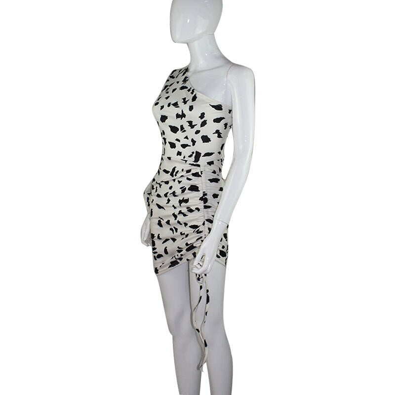 Casual One Shoulder Print Dress Women Elegant Backless Bandage Dress Female Streetwear Boho Mini Dresses The Clothing Company Sydney