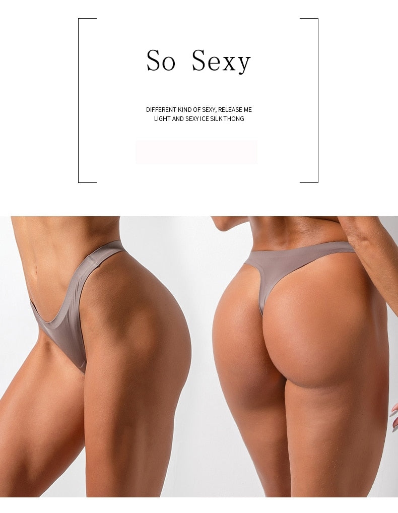 15 Colors Low-Rise Panties Ice Silk Thong  Seamless G String Fashion simple Underwear Women Back Lace Thongs Lingerie The Clothing Company Sydney
