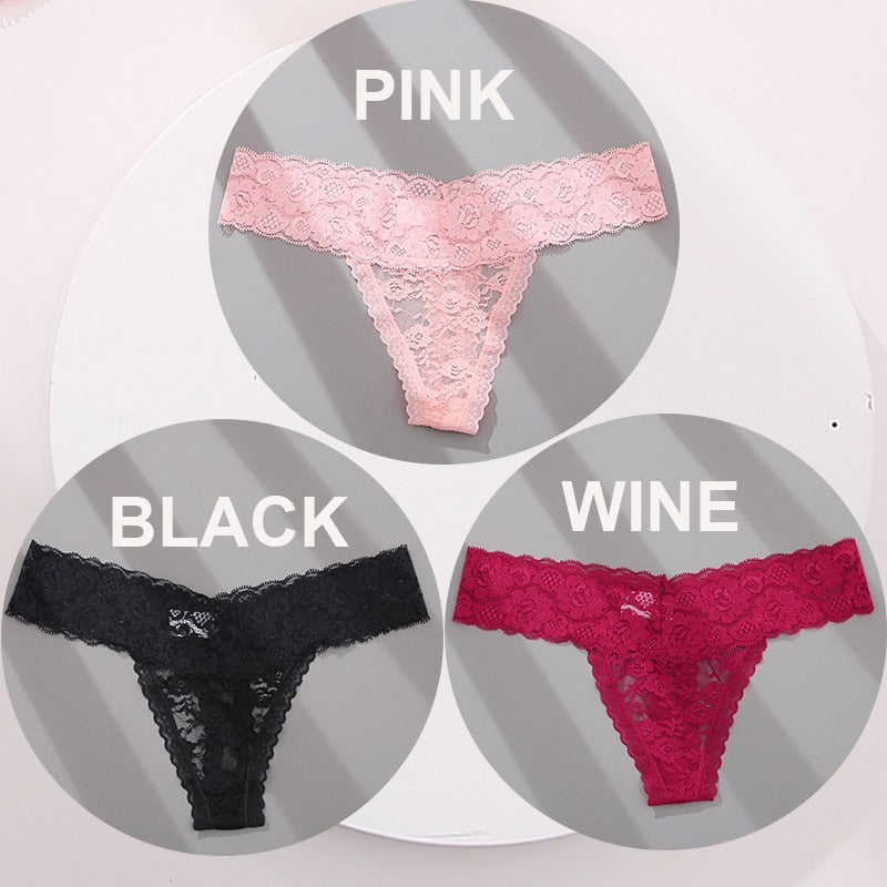 3 pack G-string Thong Panties Lace Floral Underwear Transparent Underpants Lingerie Briefs The Clothing Company Sydney