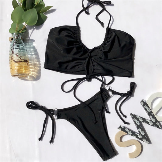 Bandage Bikini Swimwear Women Leopard Swimsuit Two Piece Push Up Bathing Suit Summer Beachwear Bikini Set - The Clothing Company Sydney