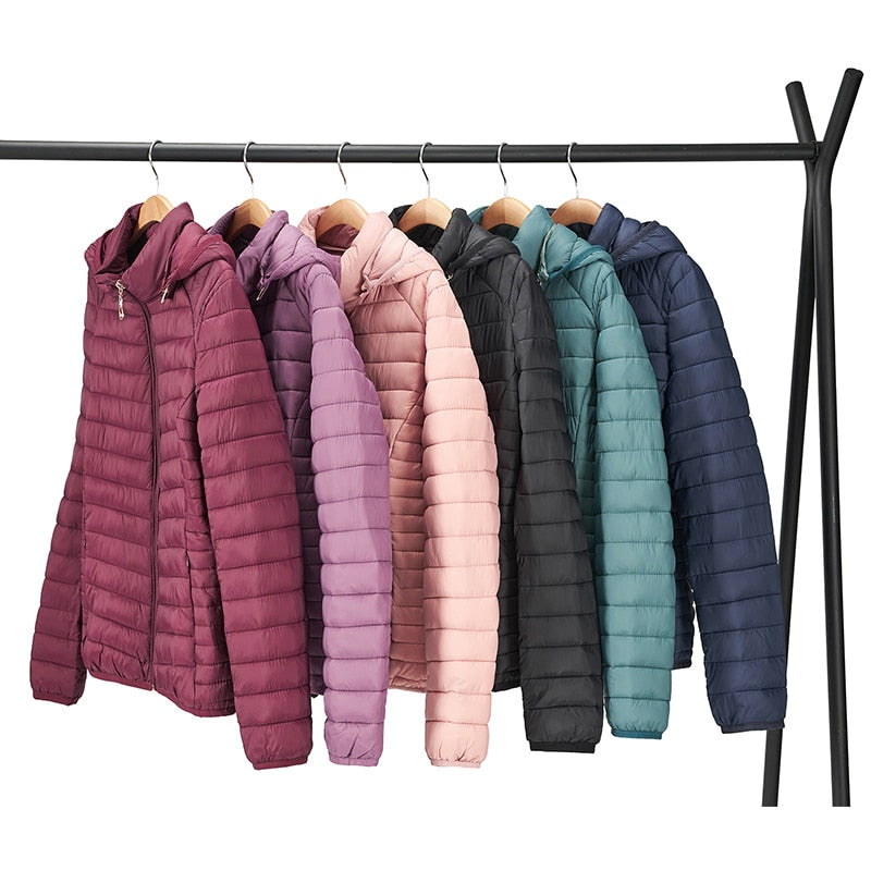 Winter Women Thin Padded Puffer Jacket Coat Short Parka Outdoor Warm Clothing Portable Ultralight  Outerwear The Clothing Company Sydney