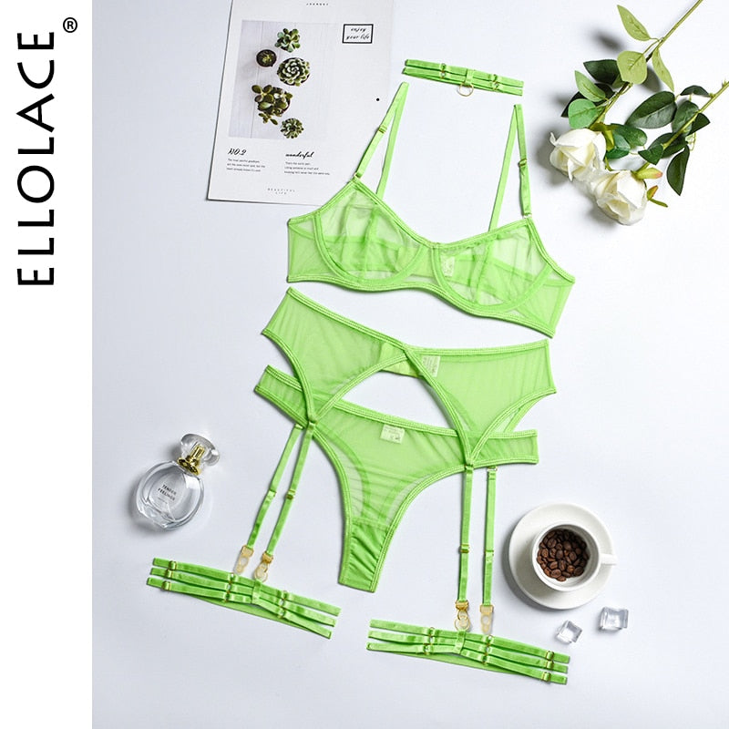 4 Piece Lingerie Underwear Bra Garters Brief Sets Transparent Lace Seamless Panties Set The Clothing Company Sydney