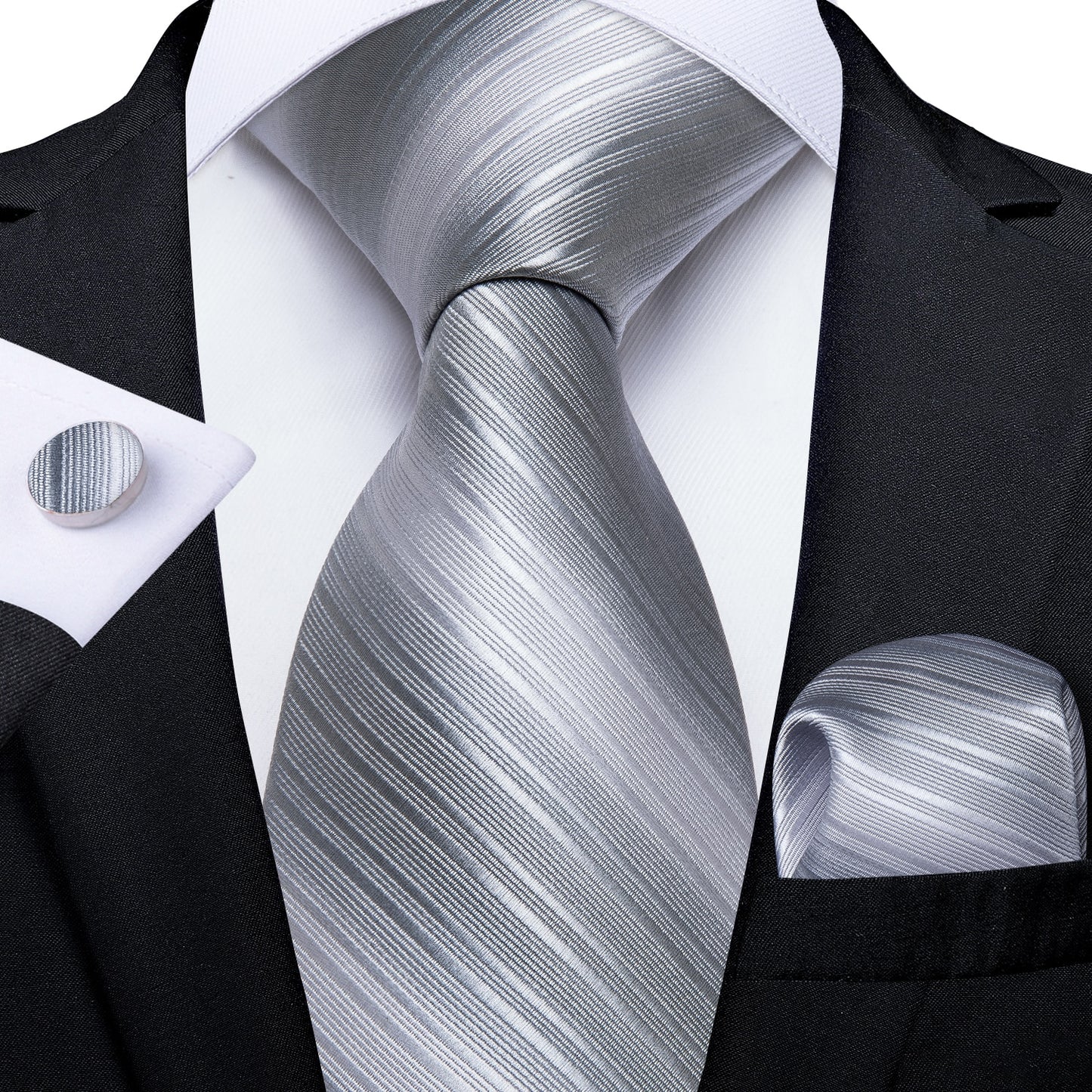 3 Piece Designer Men's Wedding Tie Gold Black Striped Silk Neck Ties For Men Hanky Cufflinks Set Business Party Wear The Clothing Company Sydney