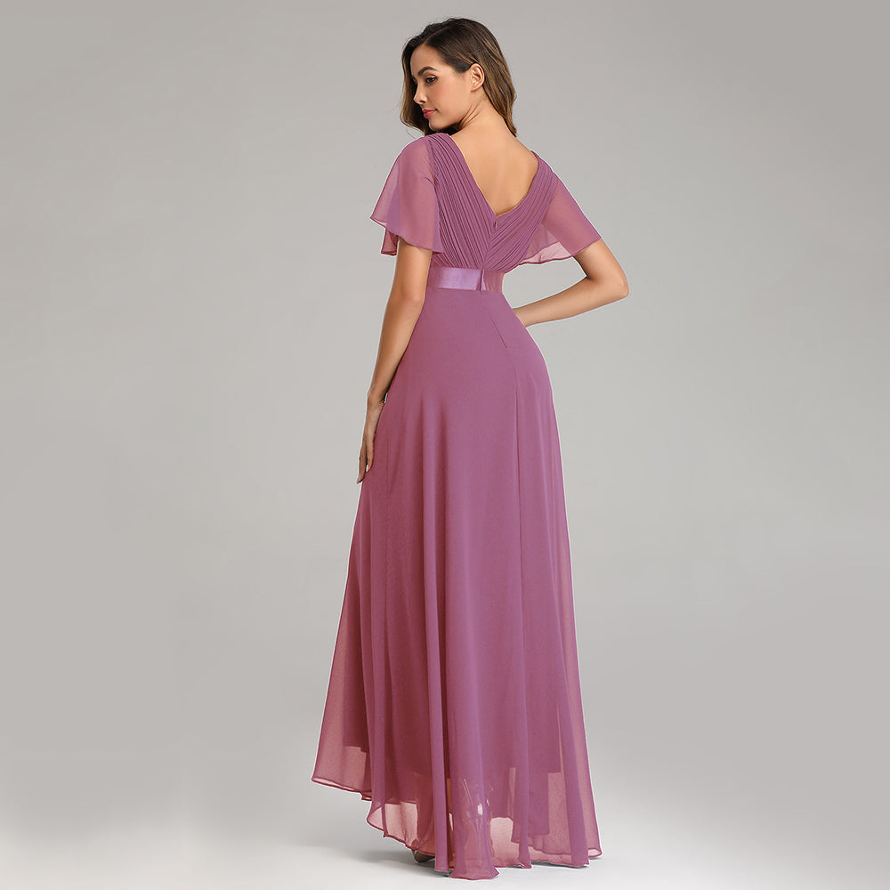 Elegant V-Neck Ruffles Chiffon Evening Gown Wedding Party Cocktail Formal Dress The Clothing Company Sydney