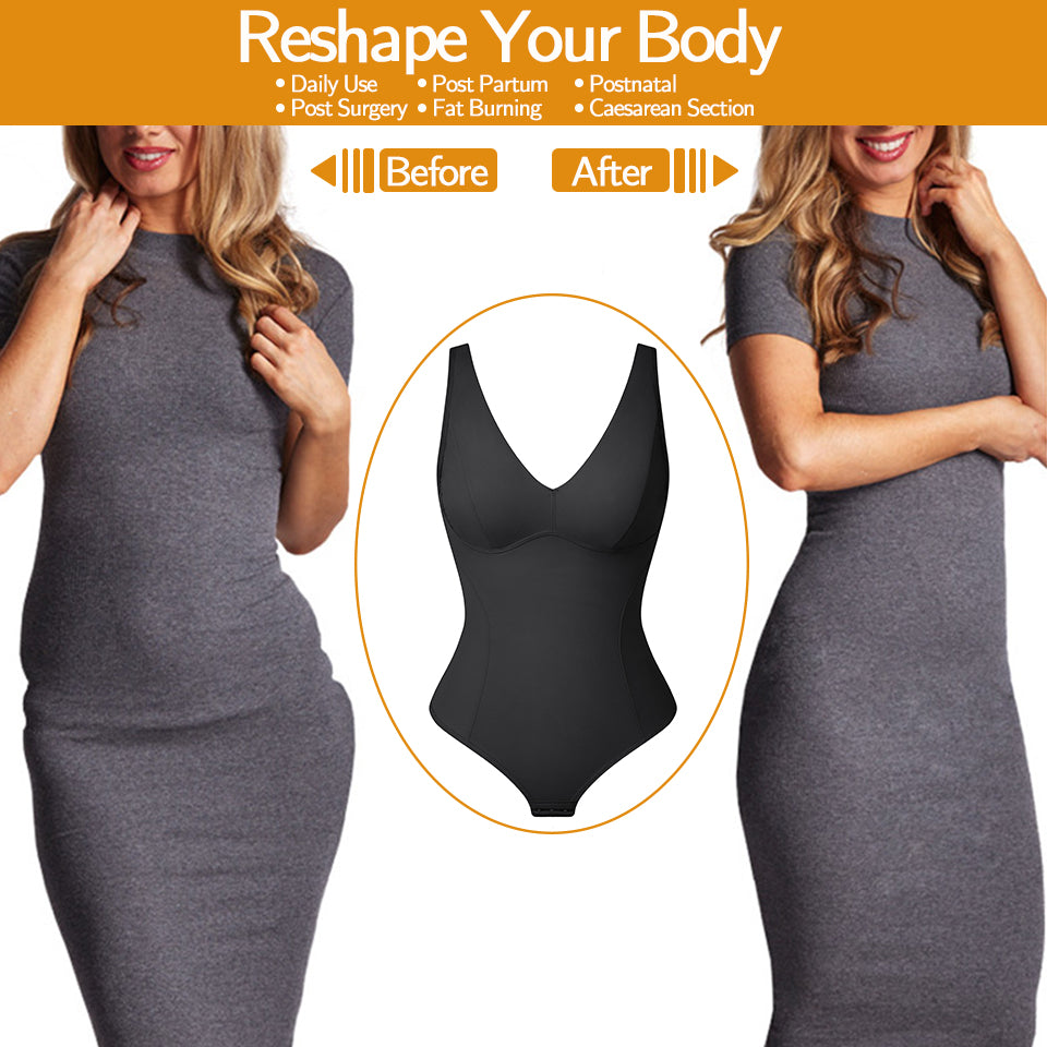 Shapewear Bodysuit Thong Shaper for Women Waist Trainer Body Shaper Deep V Neck Underwear Built-in Bra Camisole The Clothing Company Sydney