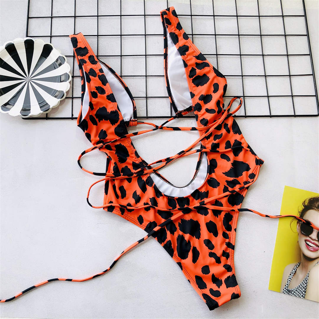 Bandage Wrap Around Tummy Cut Out Deep V Monokini One Piece Swimsuit Swimwear Bather Bathing Suit