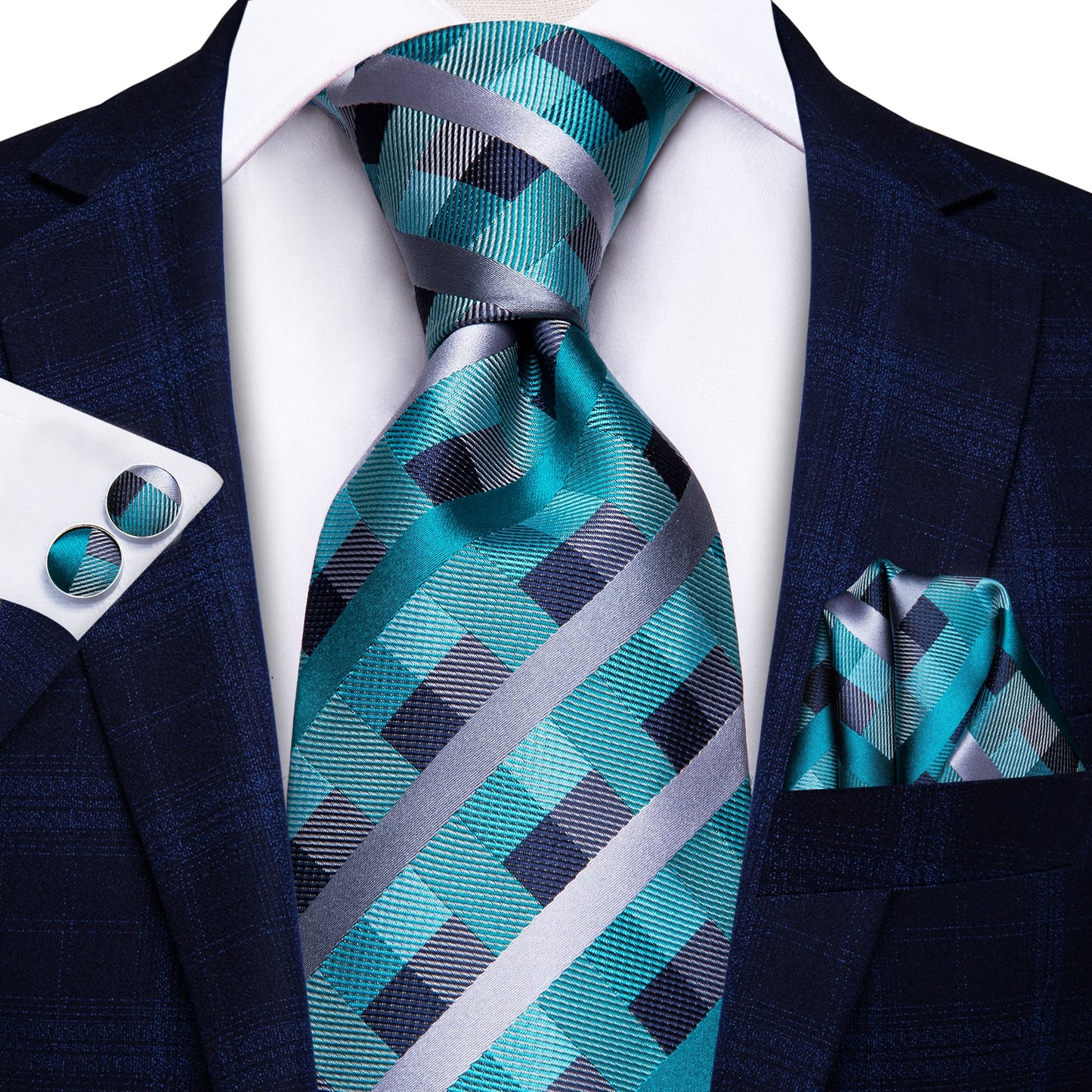3 Piece 8.5cm Business Solid Paisley 100% Silk Men's Tie Neck Strip Ties for Men Formal Luxury Wedding Neckties Cufflinks Pocket Square The Clothing Company Sydney
