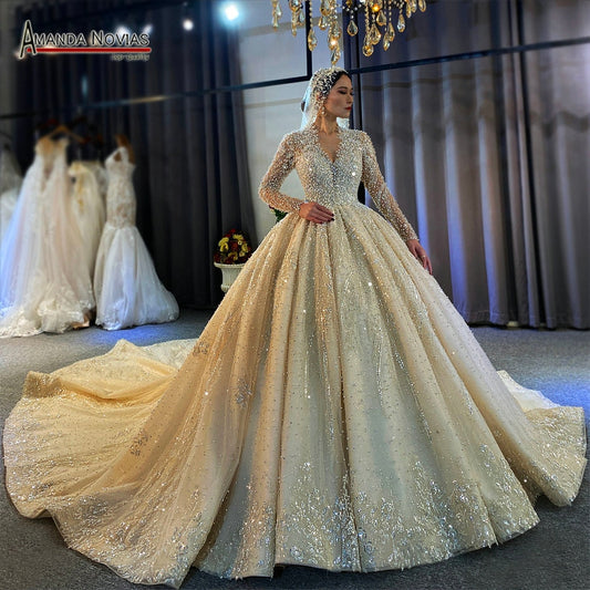 Luxury Full Pearls Wedding Dress With Long Train The Clothing Company Sydney