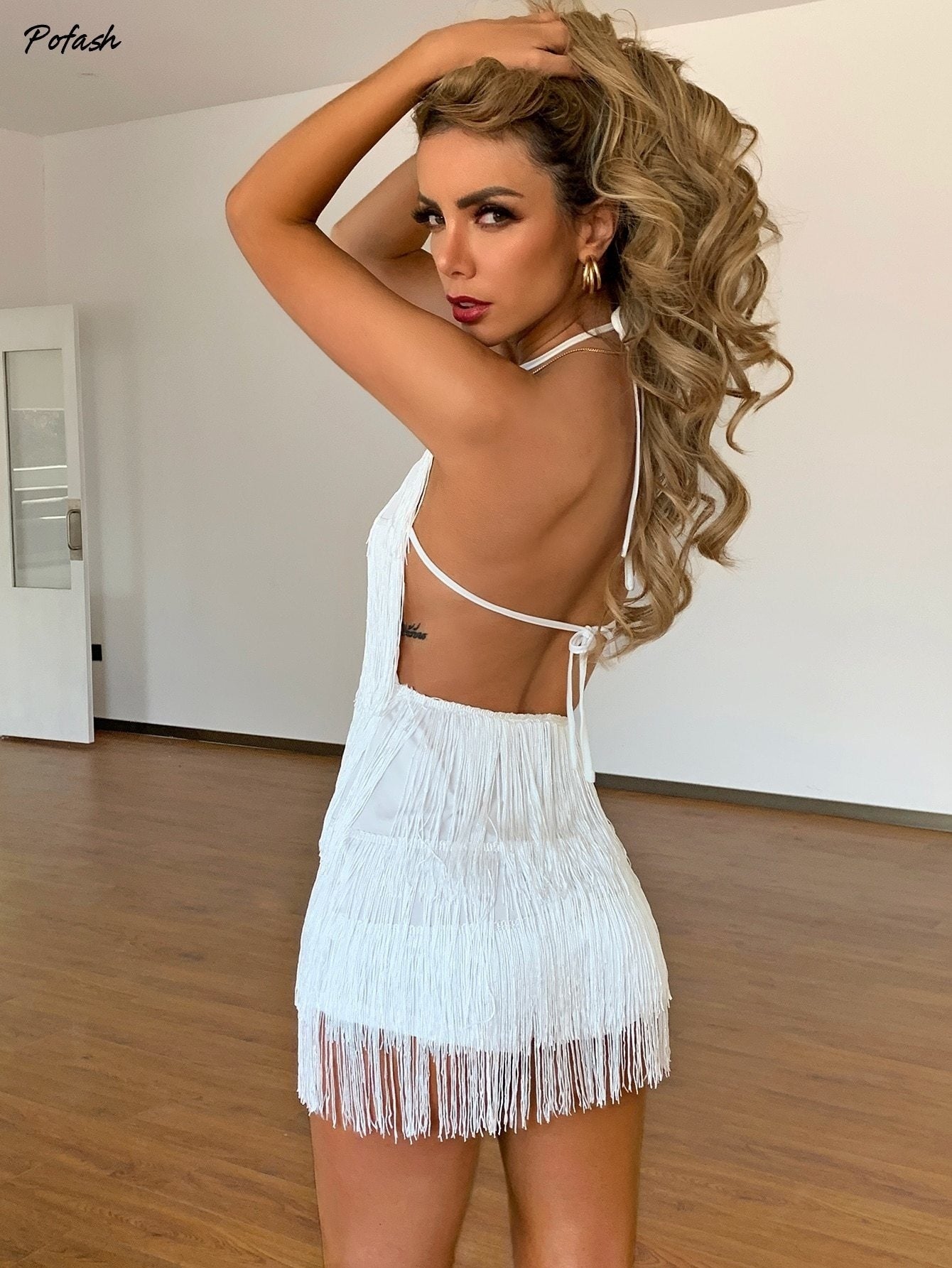 Solid Tassel Backless Playsuits Tie Halter Sleeveless Summer Club Party Rompers Slim Bodycon Jumpsuit The Clothing Company Sydney